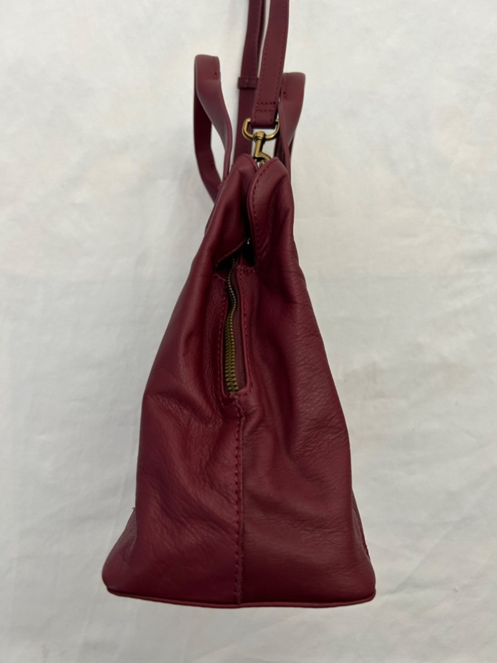 American Leather Co. Ada Triple Entry Leather Satchel Dark Cherry/Burgundy Wine - Picture 5 of 12